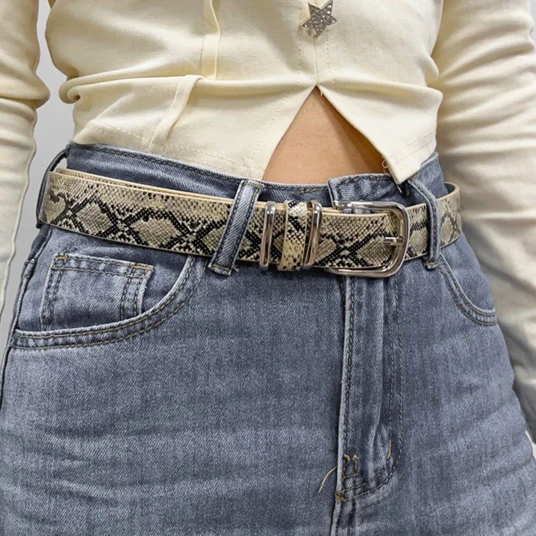 Y2K Girls Leopard Print Belt Women Jeans Snakeskin Pattern Belts Classic Simple PU Leather Waistband Long-lasting Fashion Belt