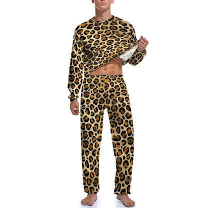 Orange Leopard Print Pajamas Spring  Casual Sleepwear
