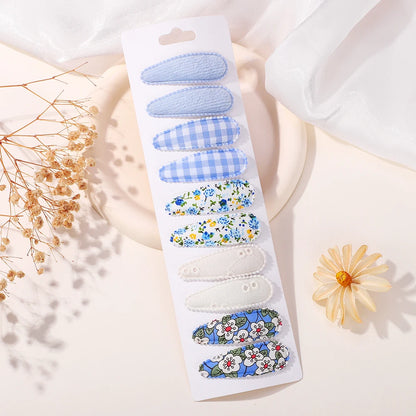 10Pcs/Lot Fresh Print Cotton Alloy Hair Clips for Kids Fabric