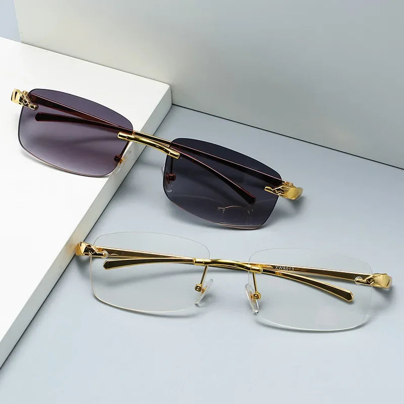 Fashion Vintage Rimless Square Sunglasses  Men