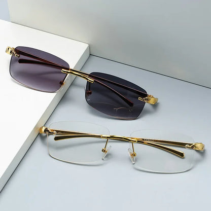 Fashion Vintage Rimless Square Sunglasses  Men