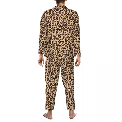 Boho Beige And Brown Leopard Print Pajama Sets