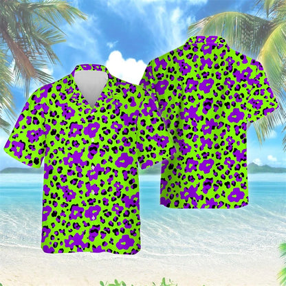 Female Leopard Graphic Lapel Blouse Fashion Male Streetwear Hip Hop Shirt For Men Clothes Wild Animal Short Sleeve Cheetah Top