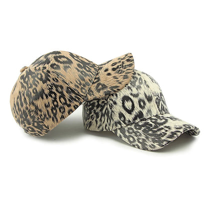 Beige Leopard Print Vintage Washed Cotton Baseball Cap | Jungle Line  