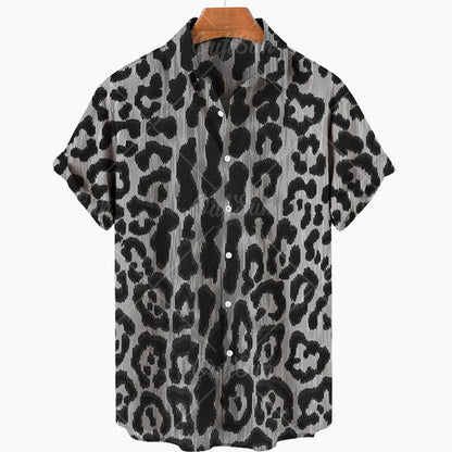 Short Sleeve Leopard Men's Shirts For Man Clothing