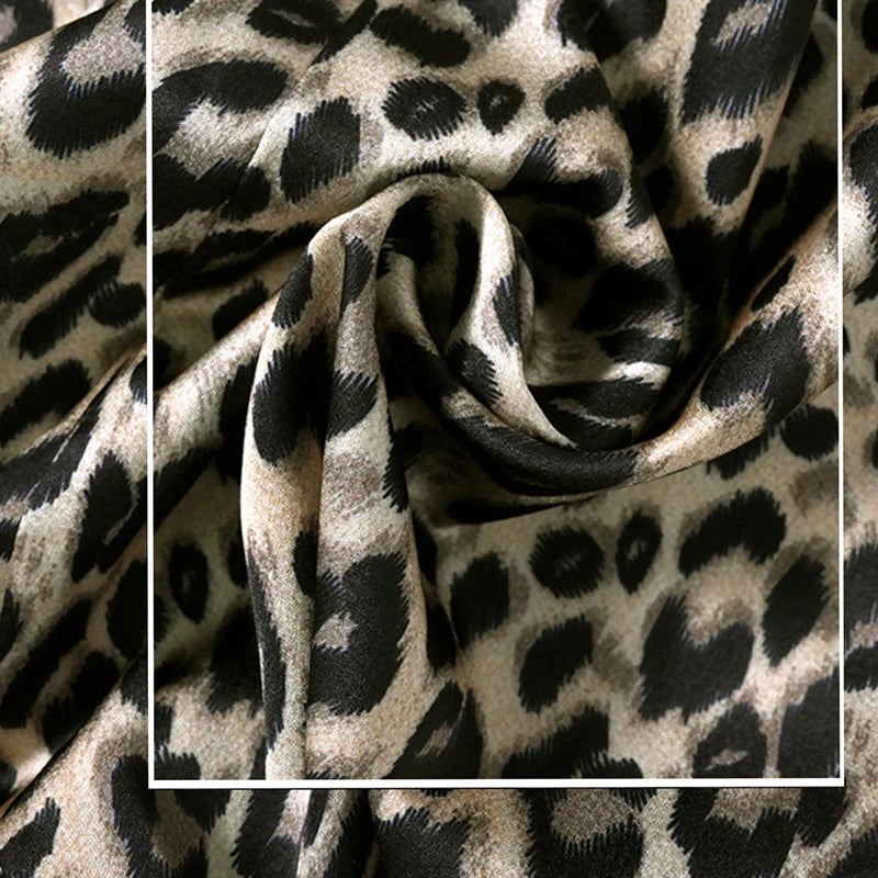 Satin irregular long cardigan women's plus size spring and summer new fashion elegant thin casual sunscreen leopard print coat