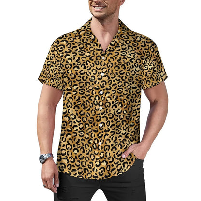 Hawaiian Sexy Red Leopard Spots Men's Shirts For Man