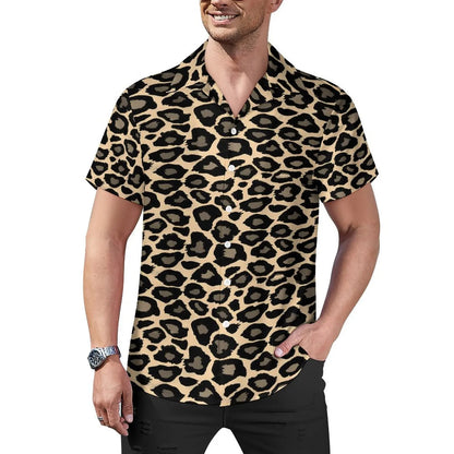 Hawaiian Sexy Red Leopard Spots Men's Shirts For Man