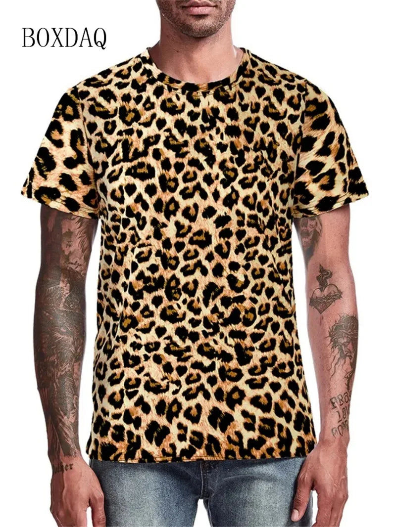 Leopard Men's Fashion T-Shirts Short Sleeve Streetwear