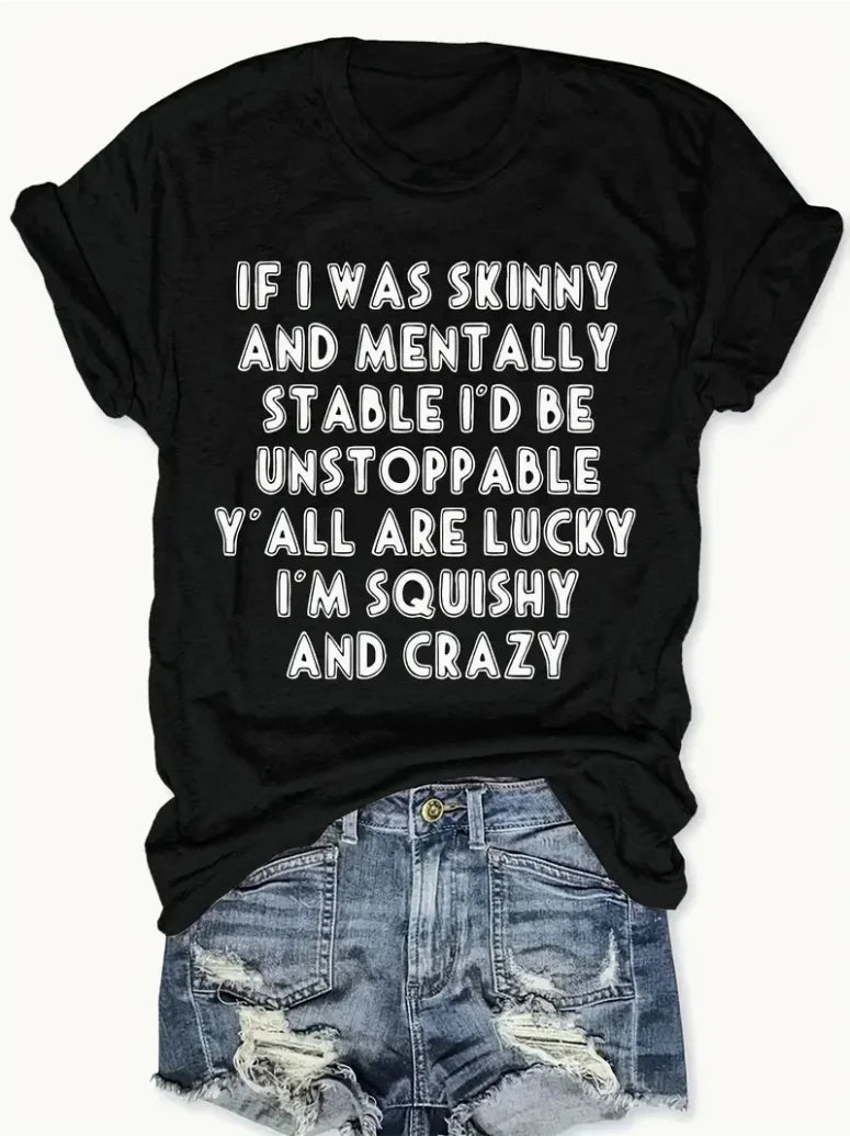 Plus Size Letter Print T-shirt, Casual Crew Neck Short Sleeve Top For Spring & Summer, Women's Plus Size Clothing