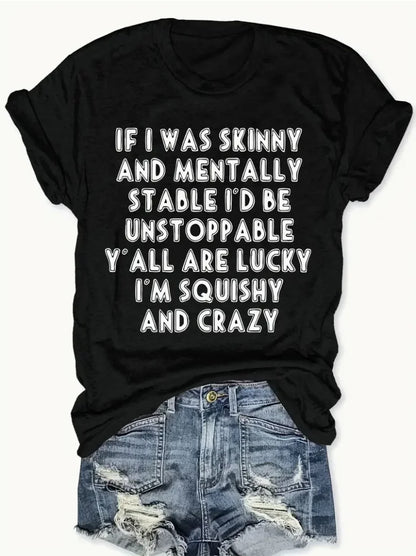 Plus Size Letter Print T-shirt, Casual Crew Neck Short Sleeve Top For Spring & Summer, Women's Plus Size Clothing