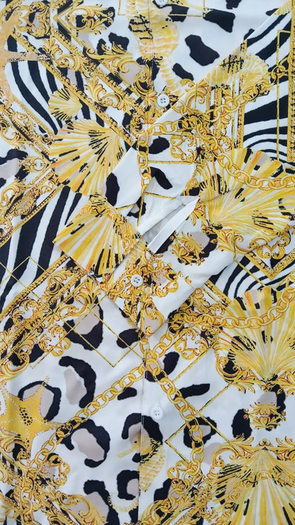 Fashion Tiger Chain Leopard Pattern Feather Digital Print