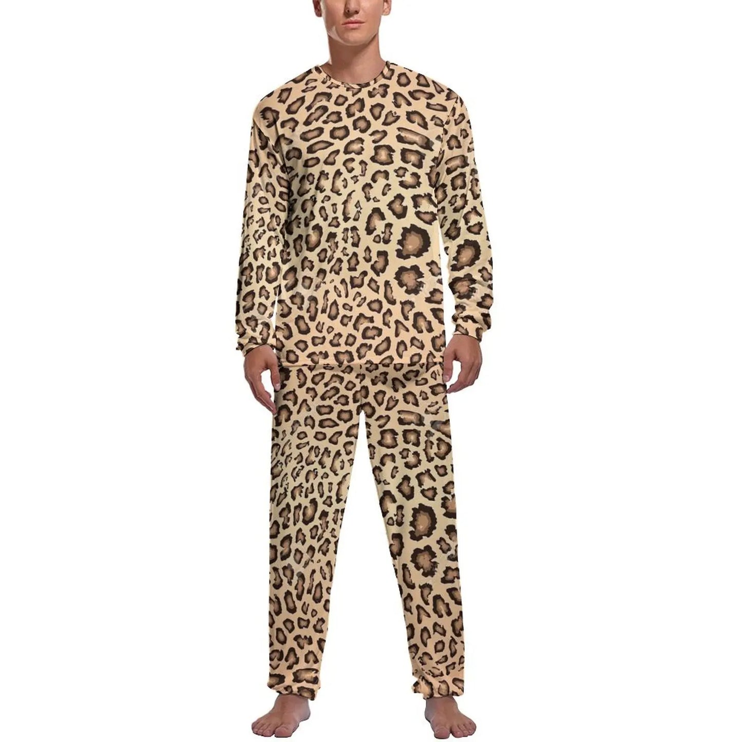 Brown Leopard Print Pajamas Autumn Animal Casual