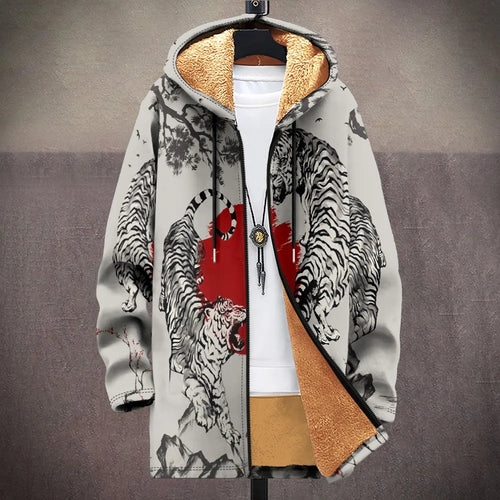 3D Men Cardigans Coats Tiger Loong Printed Plush
