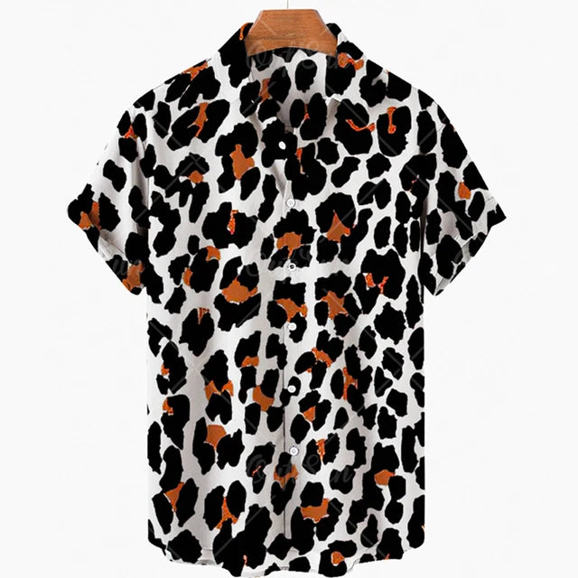 Short Sleeve Leopard Men's Shirts For Man Clothing