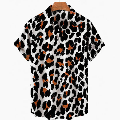 Short Sleeve Leopard Men's Shirts For Man Clothing