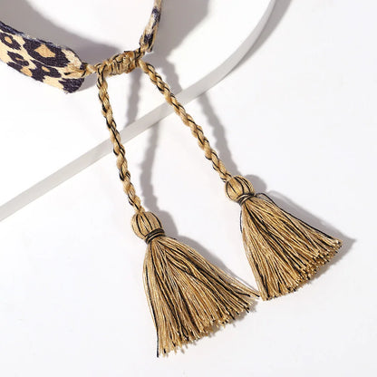 ALLYES Love Heart Leopard Embroidery Hand Woven