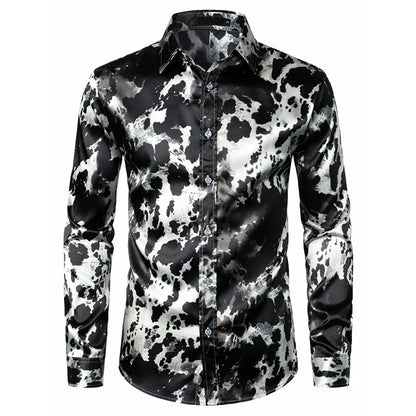 Leopard Shirts Men Fashion Shirt Long Sleeve Hawaiian Shirts