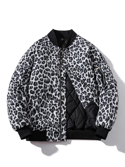 Fashion Bomber Jacket Men Leopard Hip Hop Pilot