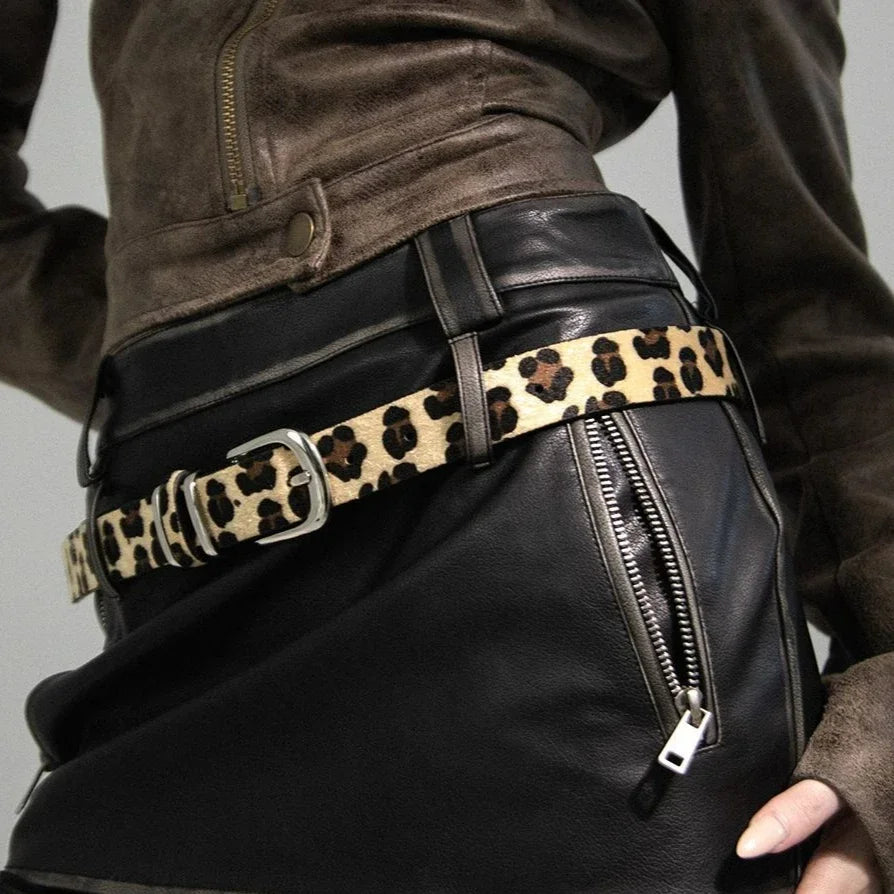 Y2K Girls Leopard Print Belt Women Jeans Snakeskin Pattern Belts Classic Simple PU Leather Waistband Long-lasting Fashion Belt
