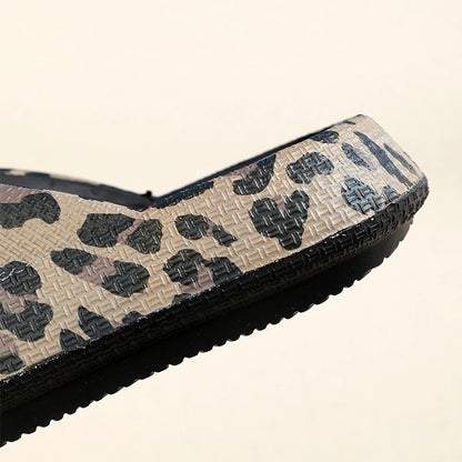 Summer Women Comfort Flip-Flop Leopard Soft Thick-Soled