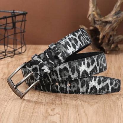 Men's Leopard Print Belt Fashion Personality Pin