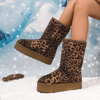 Thick-Soled Snow Boots for Women in Winter Fleece-Lined