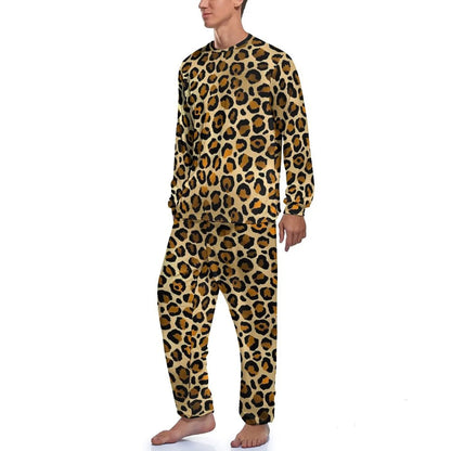 Orange Leopard Print Pajamas Spring  Casual Sleepwear