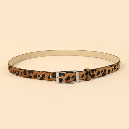 Leopard Print Pu Women's Belt Goth Retro Jeans