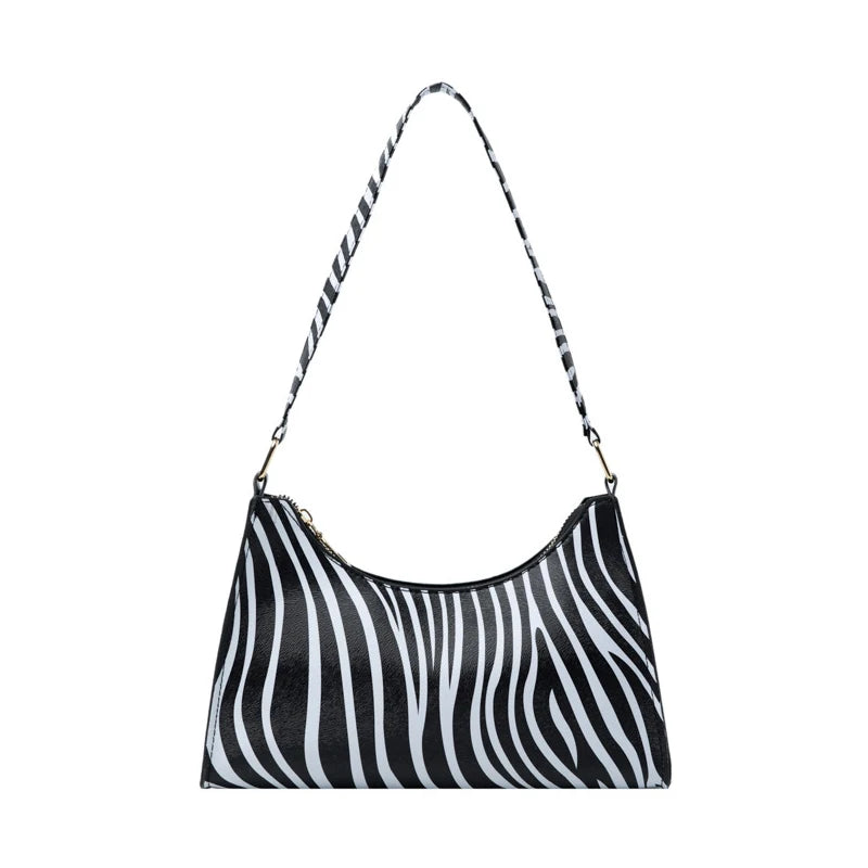 Fashion Zebra Leopard Print Women Handbag PU Leather