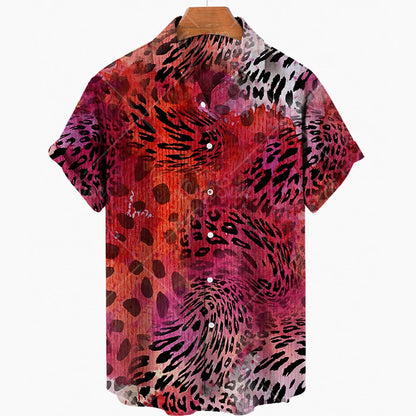 Short Sleeve Leopard Men's Shirts For Man Clothing