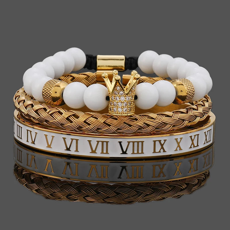 Luxury White Stone Beads Crown Leopard Head