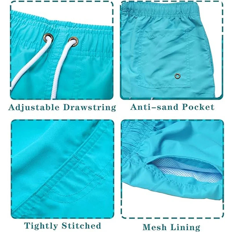 Mens Swim Trunks with Pockets Mesh Liner Summer