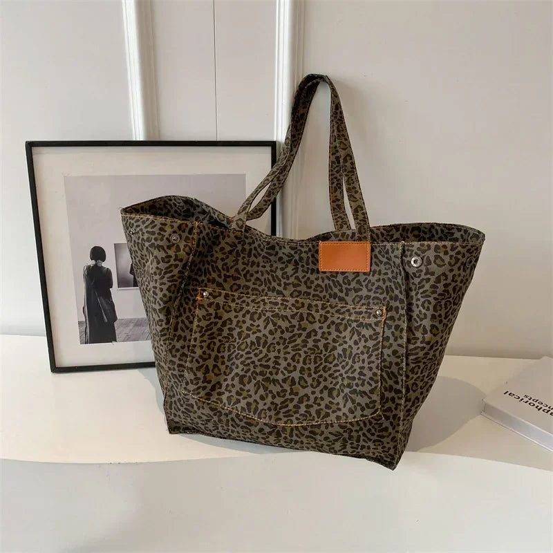 Oversized Leopard Prints Shoulder Bags for Women ags