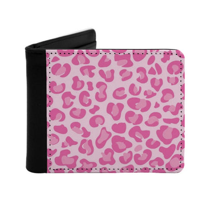 Pink Leopard Print Wallet For Men Pu Leather Money Purse