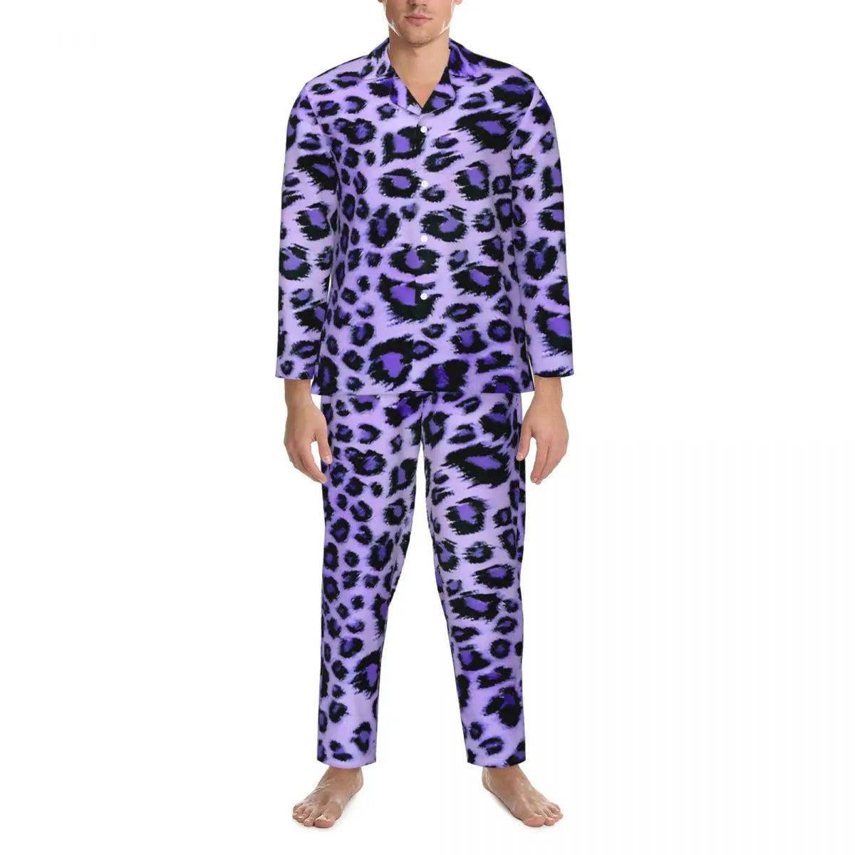 Pajamas Man Brown Leopard Print Sleep Sleepwear