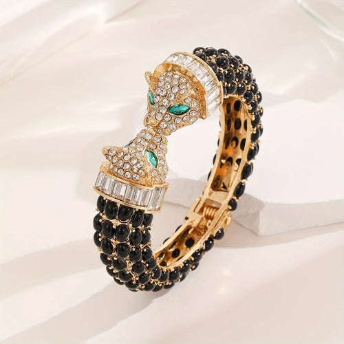 Vintage Luxury Full Rhinestone Double Headed Leopard