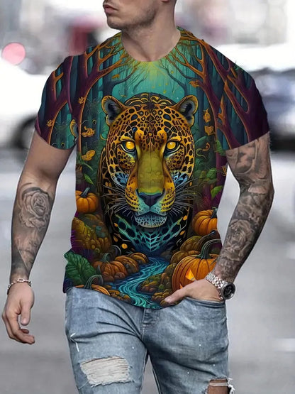 Stylish 3D Leopard Print T-Shirt for Men – Jungle Line  