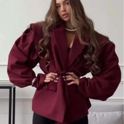 Floral Fashion Belts Blazer Coat Women Shoulder Pads Single Breasted Notched Long Sleeve Street Jacket 2025 Spring Holiday Party