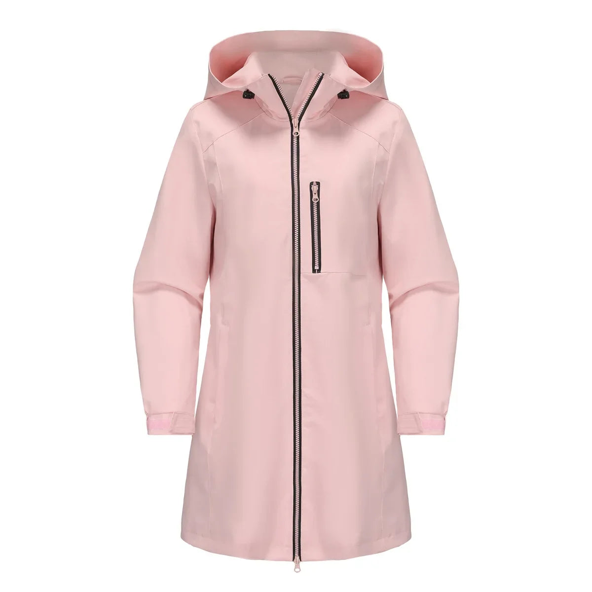 Spring New Green Women's Hooded Long Jacket, Fashion Casual Coats, European Size S-3XL, Trench Women, Pink Black Blue Available