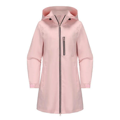 Spring New Green Women's Hooded Long Jacket, Fashion Casual Coats, European Size S-3XL, Trench Women, Pink Black Blue Available