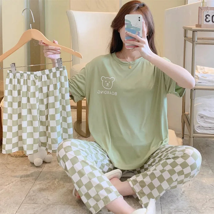New women's summer three-piece pajamas