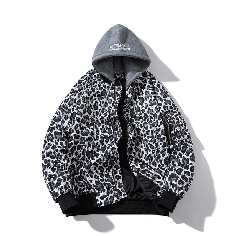 Fashion Bomber Jacket Men Leopard Hip Hop Pilot