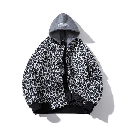 Fashion Bomber Jacket Men Leopard Hip Hop Pilot