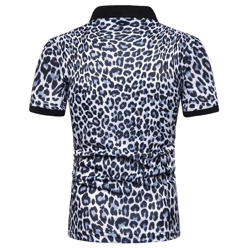 Leopard Pattern Polo Shirt For Men Three Colors 3d Printed Lapel Short Sleeves T-shirt Summer Fashion Trend Casual Tee Shirts