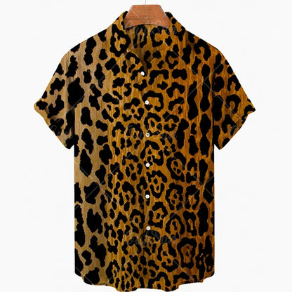 Short Sleeve Leopard Men's Shirts For Man Clothing