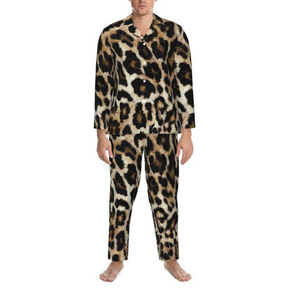 Leopard Pajamas Set Animal Print Comfortable Sleepwear