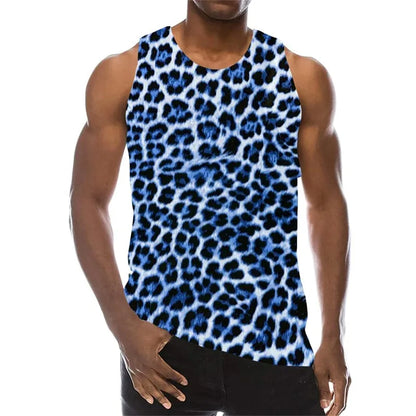 Summer Leopard 3D Print Tank Tops Men's Casual