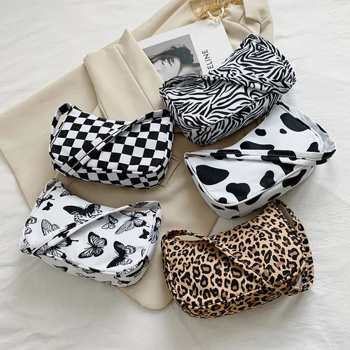 Animal Pattern Print Nylon Shoulder Bag Casual Women