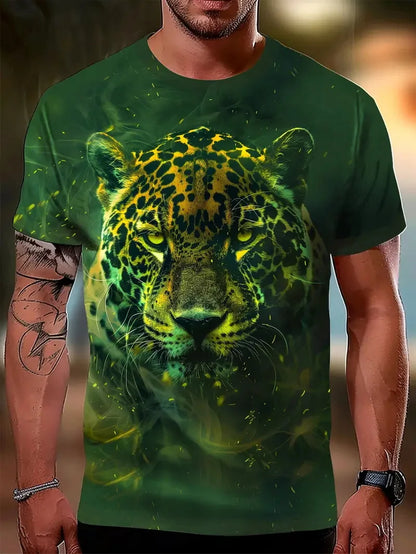 Stylish 3D Leopard Print T-Shirt for Men – Jungle Line  